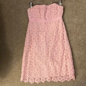 Lilly Pulitzer strapless dress- pink with Daisy pattern. Fully lined EUC